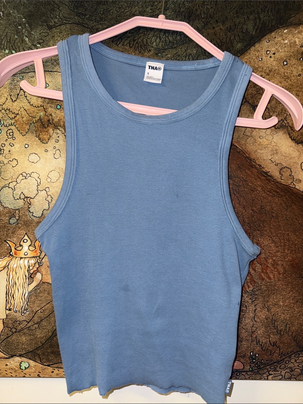 TNA Dusty Blue Ribbed Tank Top
